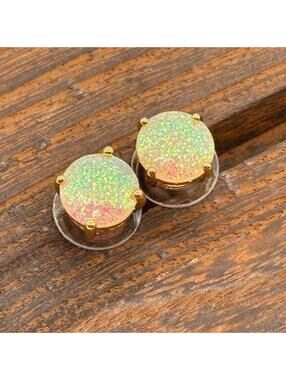 Kate Spade Opal Glitter Gumdrop Stud Earrings Yellow Gold Tone